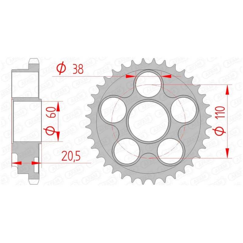 Stahl-Kettenrad AFAM 525-36Z (Silber) von DC Afam NV