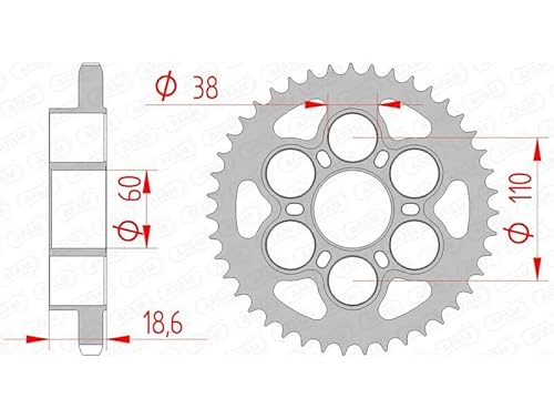 Stahl-Kettenrad AFAM 525-38Z (Silber) von DC Afam NV