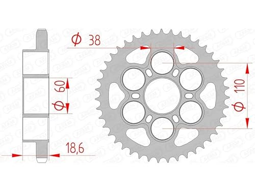 Stahl-Kettenrad AFAM 525-39Z (Silber) von DC Afam NV