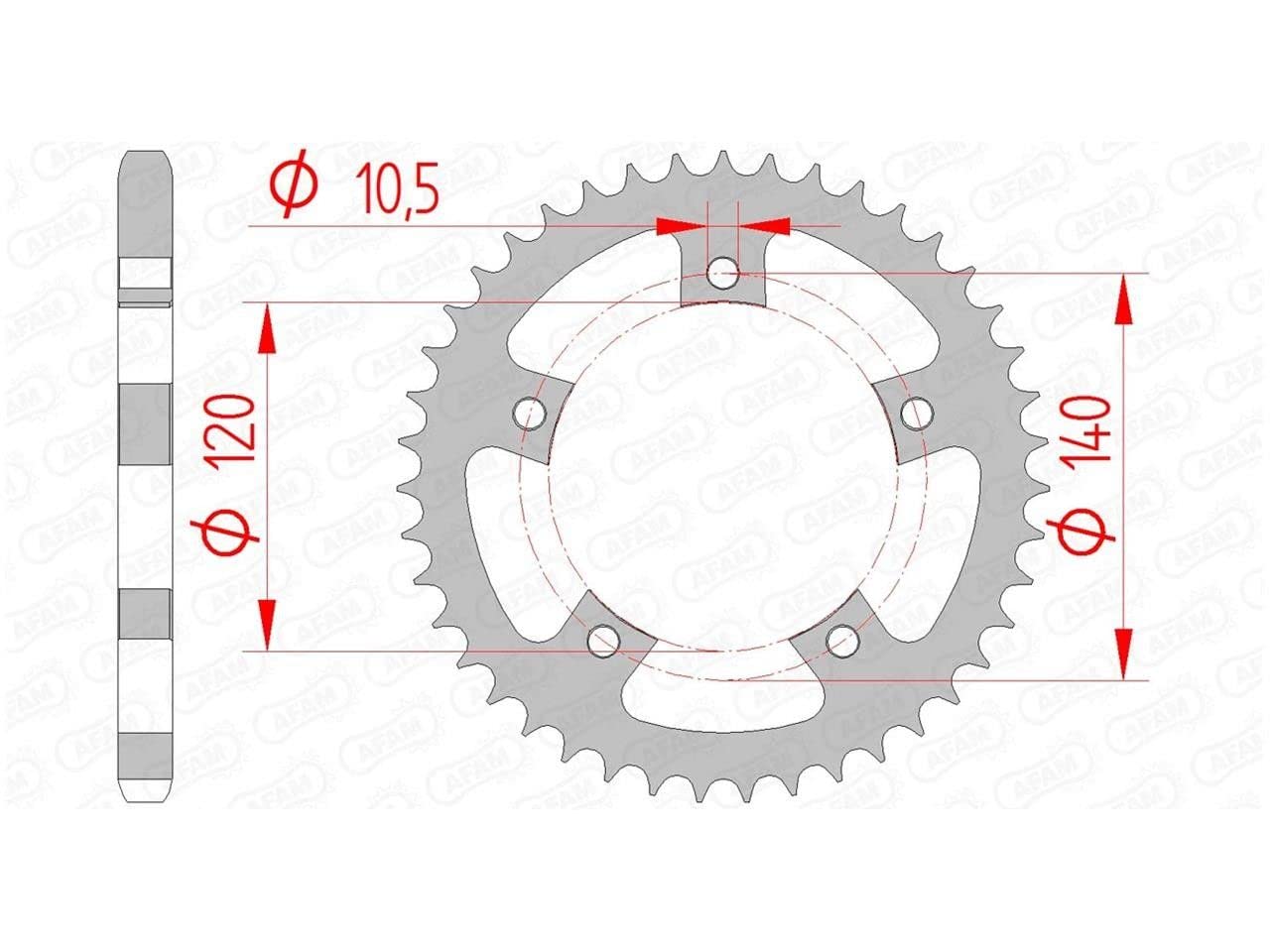 Stahl-Kettenrad AFAM 525-43Z (Silber) von DC Afam NV