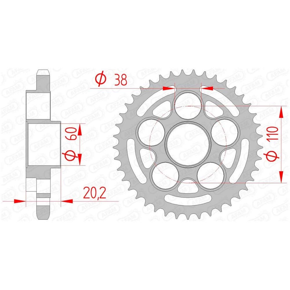 Stahl-Kettenrad AFAM 525-45Z (Silber) von DC Afam NV