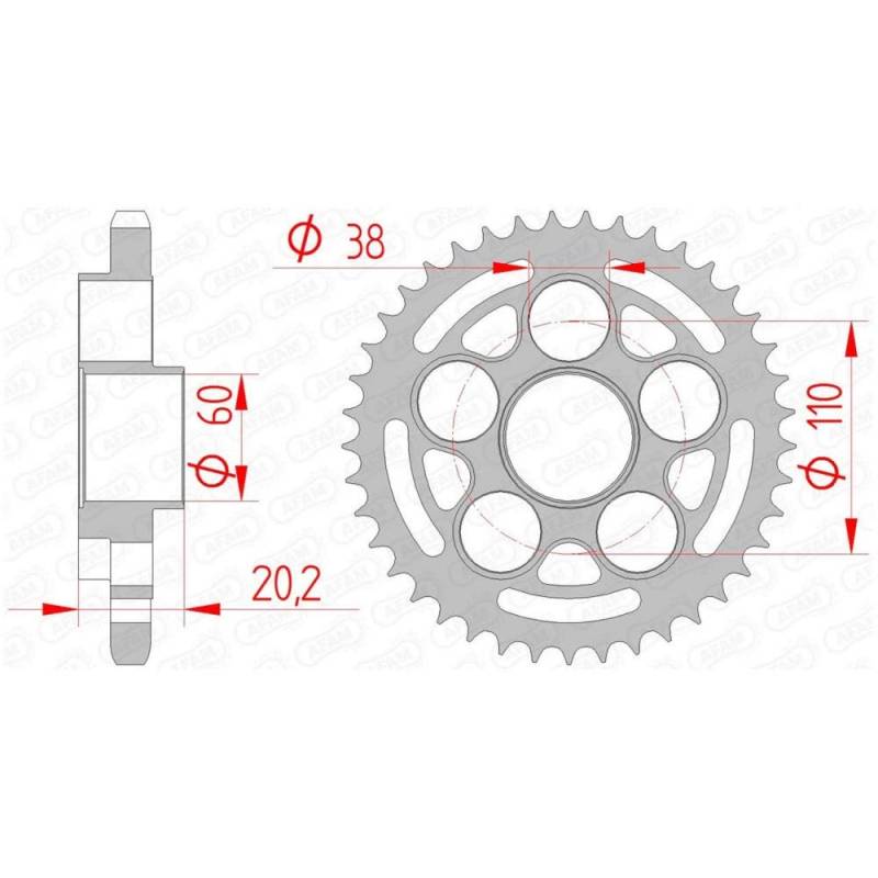Stahl-Kettenrad AFAM 525-45Z (Silber) von DC Afam NV