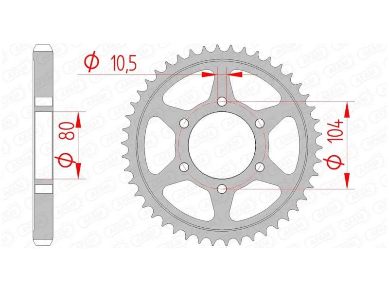 Stahl-Kettenrad AFAM 530-46Z (Silber) von DC Afam NV