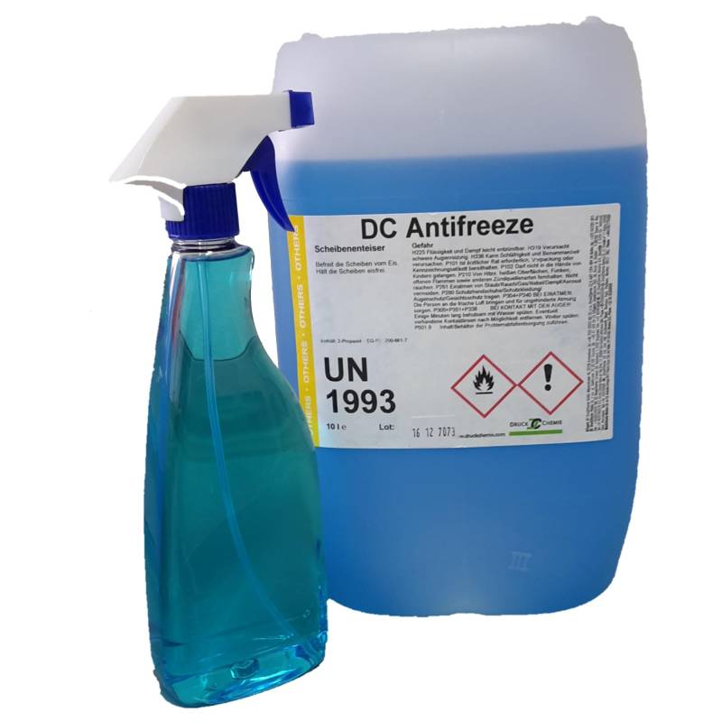 DC DruckChemie GmbH Antifreeze Scheibenenteiser Auto 10L + Triggersprayer - Leistungsstarker Entfroster für Autoscheiben, Seitenspiegel & Scheinwerfer von DC Antifreeze