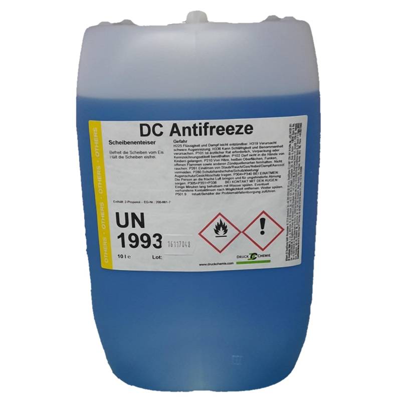 DC DruckChemie GmbH Antifreeze Scheibenenteiser Auto 10L - Leistungsstarker Entfroster für Autoscheiben, Seitenspiegel & Scheinwerfer von DC Antifreeze