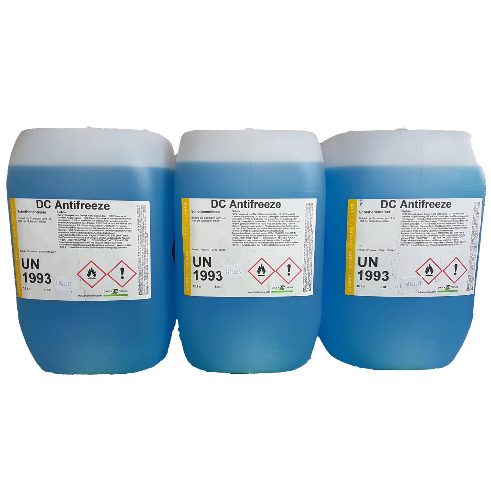 DC DruckChemie GmbH Antifreeze Scheibenenteiser Auto 3 x 10L - Leistungsstarker Entfroster für Autoscheiben, Seitenspiegel & Scheinwerfer von DC Antifreeze