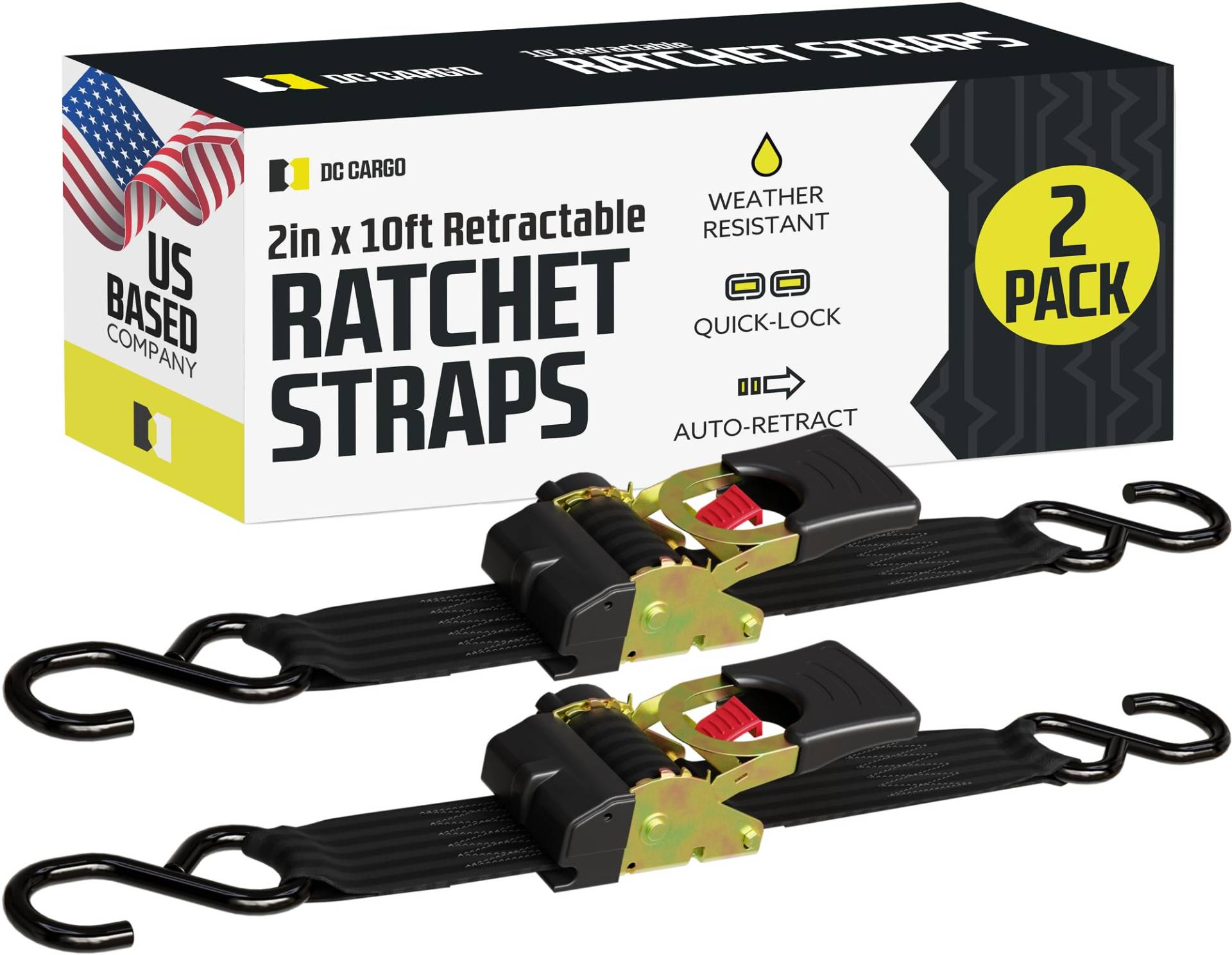 DC Cargo Auto Retract Ratsche Spanngurte – 2 Stück 5,1 cm x 3,4 m – einziehbar, selbständig, kompakter Spanngurt für Motorräder, ATVs, Fahrräder, Boote: Enge und sichere Pickup-Anhänger-Spanngurte DC Cargo Auto Retract Ratsche Spanngurte – 2 Stück 5,1 cm x 3,4 m – einziehbar, selbständig, kompakter Spanngurt für Motorräder, ATVs, Fahrräder, Boote: Enge und sichere Pickup-Anhänger-Spanngurte von DC Cargo Mall