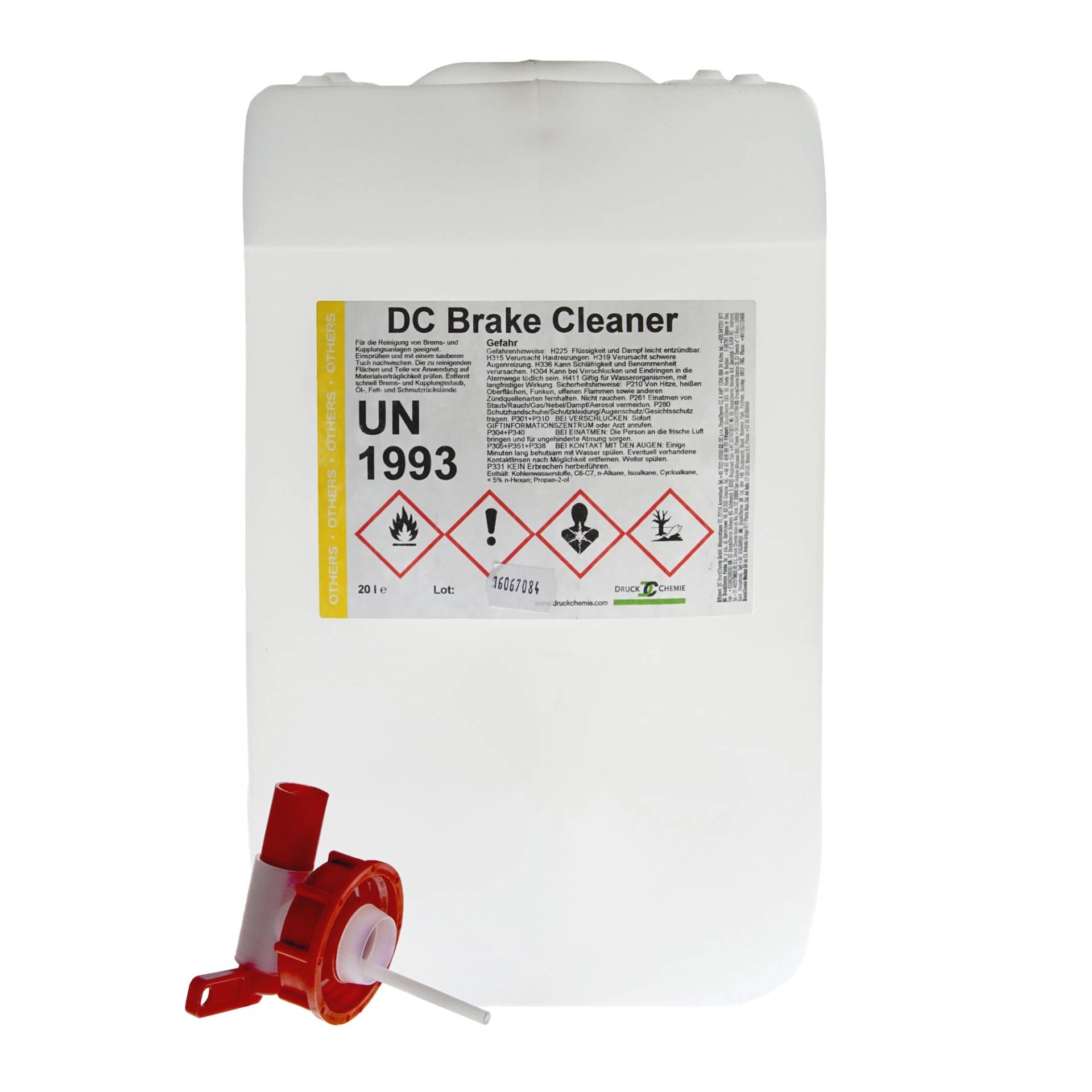 DC DruckChemie GmbH Bremsenreiniger Kanister 20L, acetonfrei + Auslaufhahn - Brake Cleaner - Teilereiniger zum Reinigen & Entfetten von Bremsen, Platten & Kupplungen DC DruckChemie GmbH Bremsenreiniger Kanister 20L, acetonfrei + Auslaufhahn - Brake Cleaner - Teilereiniger zum Reinigen & Entfetten von Bremsen, Platten & Kupplungen von DC DruckChemie GmbH