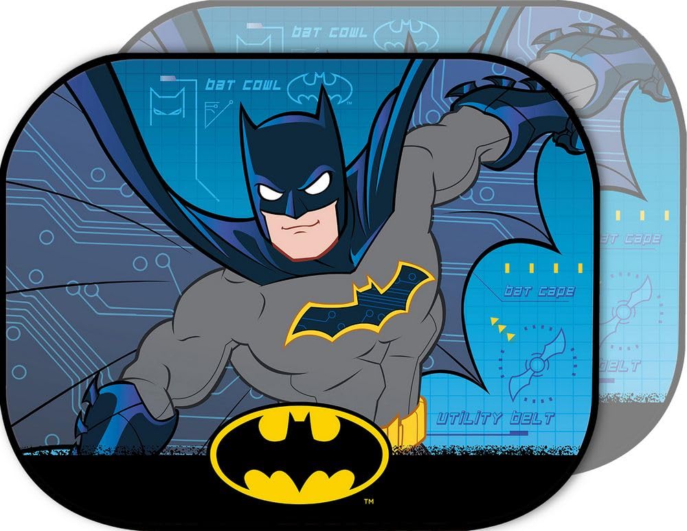 DC Comics Paar Seitengardinen Auto Reise Batman Kinder 44 x 35 cm Superhelden Herren Fledermaus gelb schwarz von DC Comics