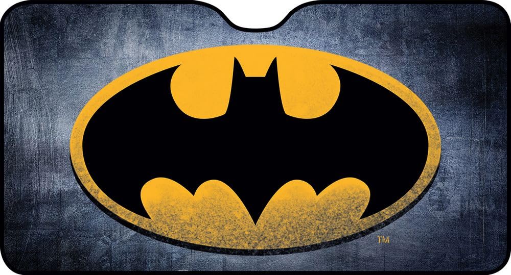 Sonnenschutz für Auto Vorderseite Reise Batman Kinder 130 x 70 cm Superhelden Fledermaus gelb Schwarz von DC Universe