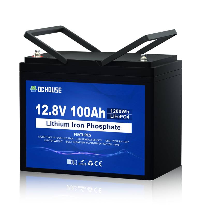 DCHOUSE 12V 100Ah LiFePO4 Batterie, Verbessertes 100A BMS, Bis zu 15000 Zyklen, 1280Wh Lithium Autobatterie, perfekt für Wohnmobile, Wohnwagen, Boot,Camping,Solaranlage von DCHOUSE