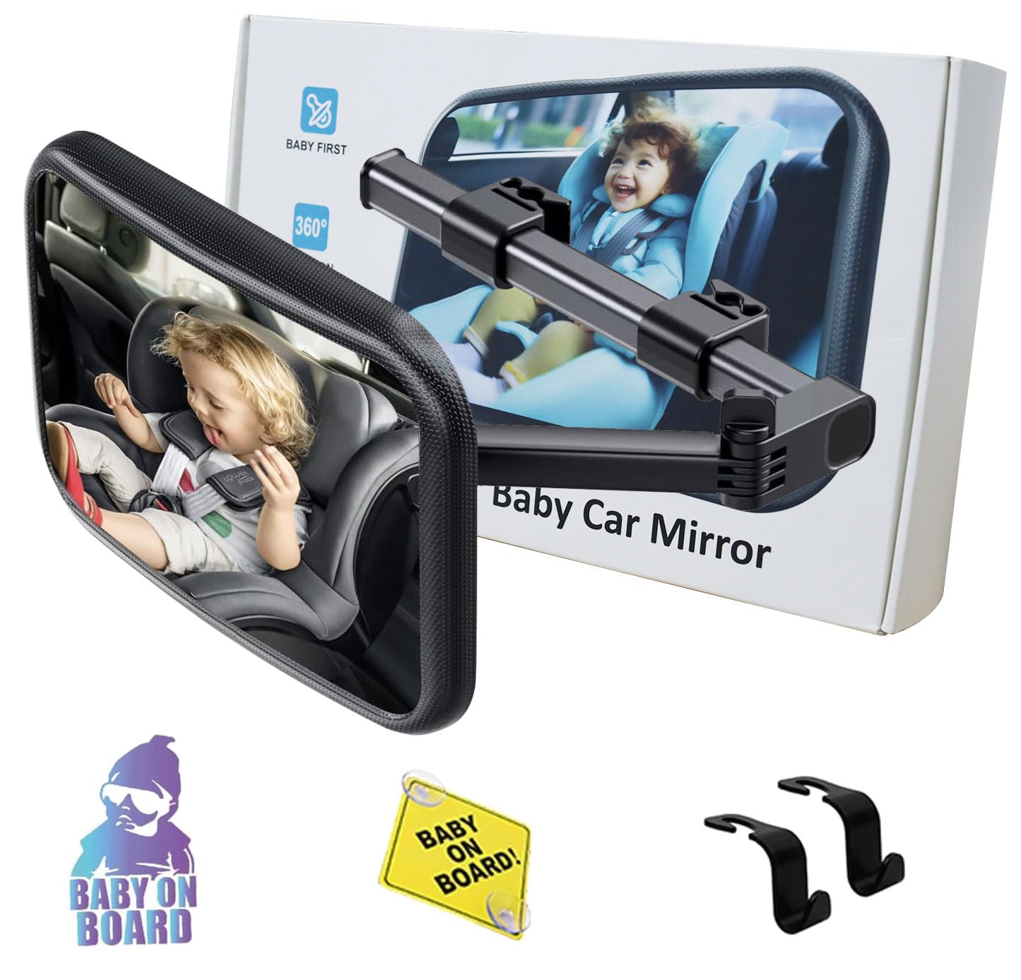 5 Stück Baby Auto Spiegel Autospiegel Baby Rücksitz 2 Kinder Spiegel Auto Baby Rückbank mit Schwenkbaren Arms Baby Erstausstattung Innenspiegel Auto Rückspiegel (2 Baby on Board Sticker &2 Auto Haken) 5 Stück Baby Auto Spiegel Autospiegel Baby Rücksitz 2 Kinder Spiegel Auto Baby Rückbank mit Schwenkbaren Arms Baby Erstausstattung Innenspiegel Auto Rückspiegel (2 Baby on Board Sticker &2 Auto Haken) von DCIDBEI