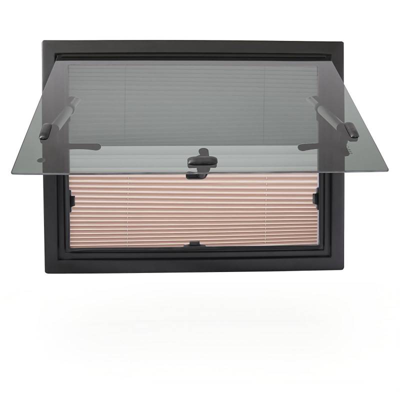 Wohnwagen Fenster 600x450mm Wohnmobil Ausstellfenster Bis 65° Wohnmobil Fenster mit fliegengitter und integriertem Rollo, Seitenfenster für Wohnwagen Van Camper von DCSYOG