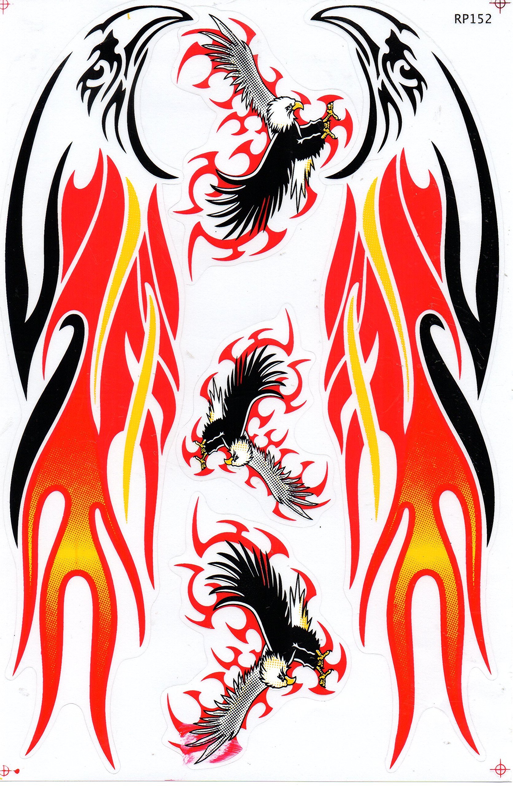 Adler Flammen Feuer rot Sticker Aufkleber Folie 1 Blatt 270 mm x 180 mm wetterfest von DD