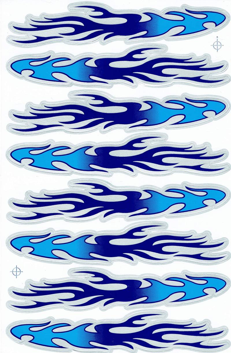 DD Flammen blau Sticker Aufkleber Folie 1 Blatt 270 mm x 180 mm wetterfest von DD