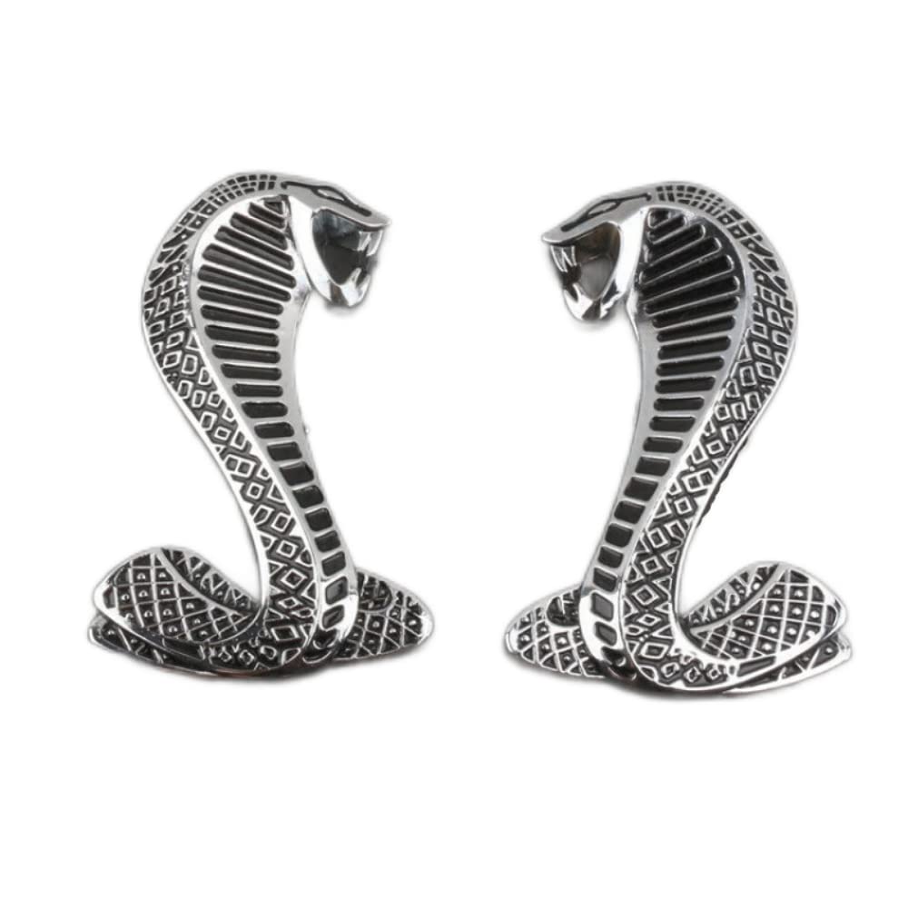 2 x Cobra Auto-Emblem, Silber, Shelby GT350 GT500 Kühlergrill-Emblem, Kobra-Abzeichen 2 x Cobra Auto-Emblem, Silber, Shelby GT350 GT500 Kühlergrill-Emblem, Kobra-Abzeichen von DDDXF