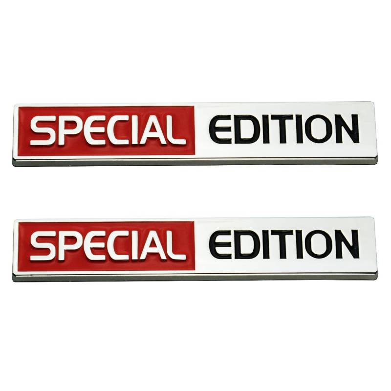 2 x Special Edition Emblem 3D Kotflügel-Abzeichen Auto LKW Aufkleber passend für Universal Auto LKW SUV (Chrom Rot Schwarz) von DDDXF