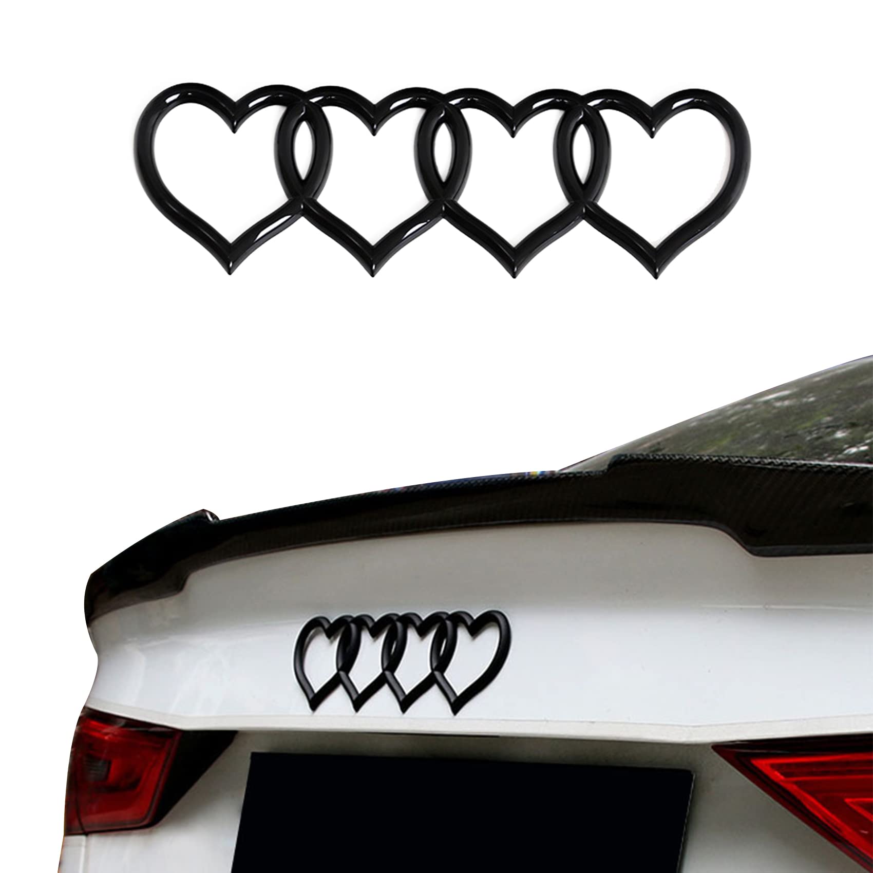 3D-Abzeichen-Aufkleber, Herz-Logo, Heckklappen-Emblem, Auto-Ersatz, Auto-Außenembleme, Passend für A3, A4, A5, A6, A8, TT, R8, Q3, Q5, Q7 (Helles Schwarz) von DDDXF