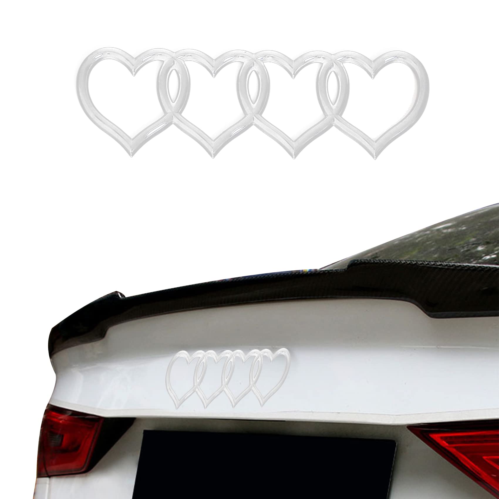 3D-Abzeichen-Aufkleber, Liebesherz-Logo, Heckklappen-Emblem, Auto-Ersatz, 3D-Aufkleber, Auto-Außenembleme, Abzeichen, 3D-Aufkleber, passend für A3, A4, A5, A6, A8, TT, R8, Q3, Q5, Q7 (Silber) von DDDXF
