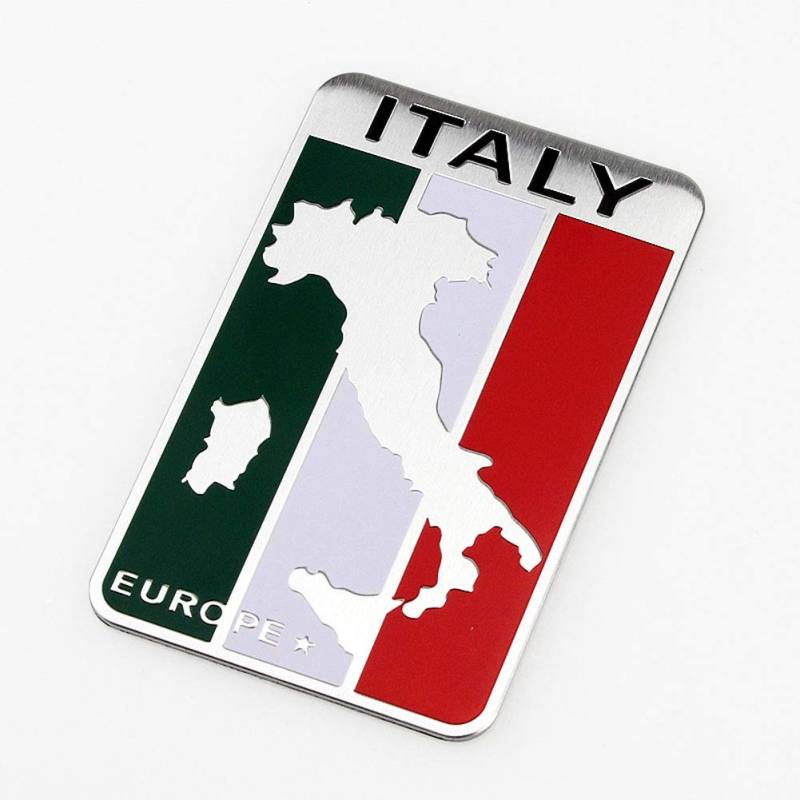 3D Aluminium Italien Italien Italien Karte Flagge Auto Aufkleber Auto Logo Tür Kotflügel Abzeichen Haube Kopf Heckklappe Heckklappe Emblem für Fiat Porsche Ferrari Abarth Zubehör von DDDXF