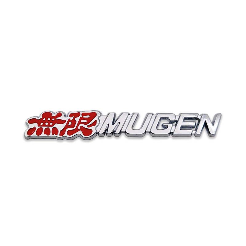Metal Mugen Logo Auto Emblem Premium 3D Chrom Badge Racing Sport Aufkleber Turbo Power Aufkleber (Silber & Rot, hinten) von DDDXF