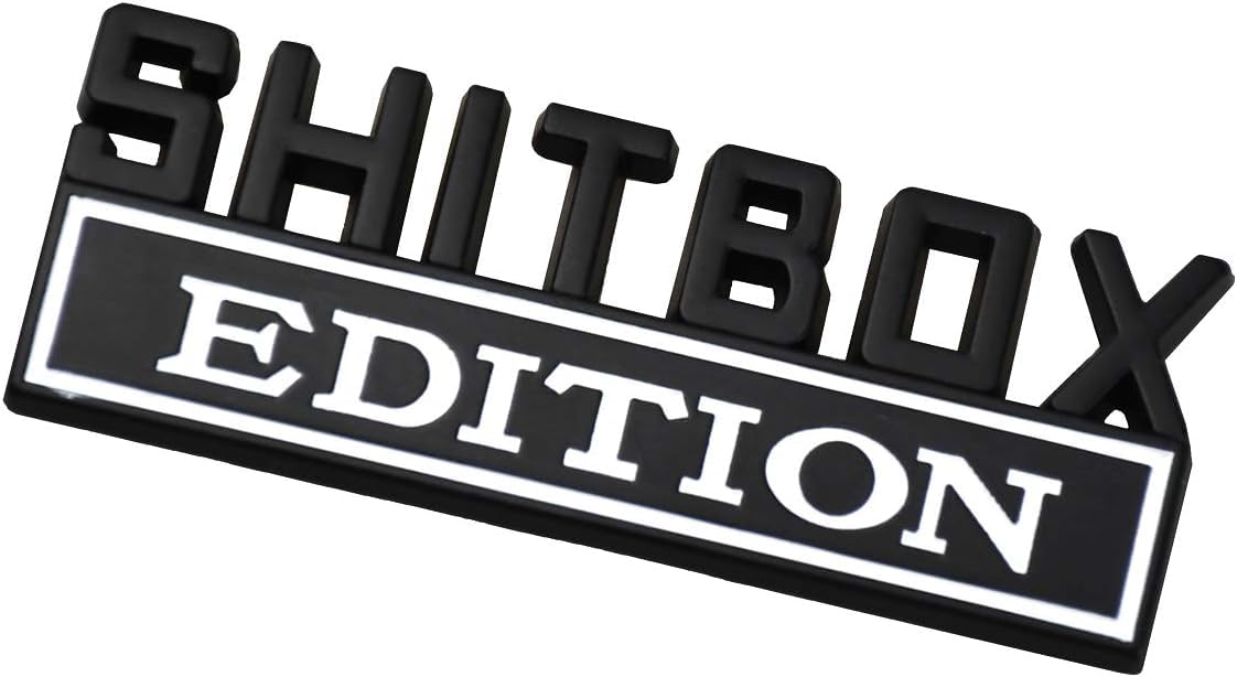 Metal Shitbox Edition Auto-Emblem, Abzeichen, 3D-Aufkleber, kompatibel mit F-150, F250, F350, Silverado 1500, 2500, 3500, Schwarz / Weiß Metal Shitbox Edition Auto-Emblem, Abzeichen, 3D-Aufkleber, kompatibel mit F-150, F250, F350, Silverado 1500, 2500, 3500, Schwarz / Weiß von DDDXF