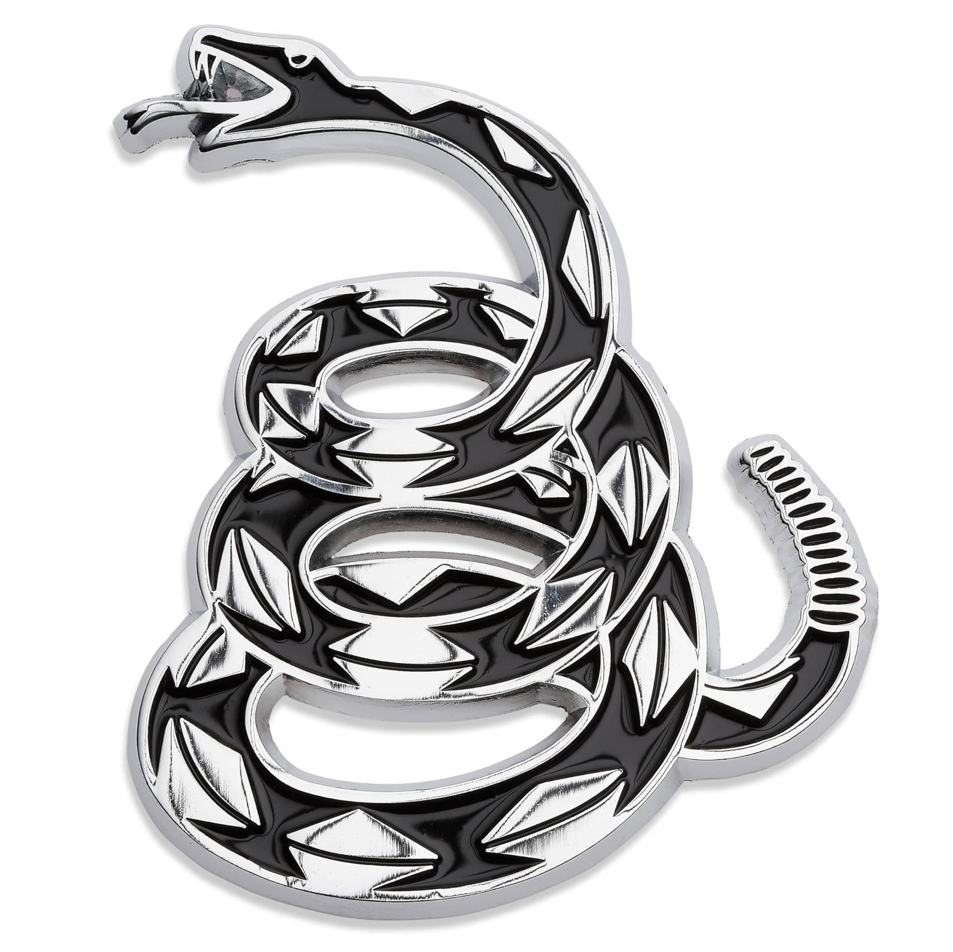 Revolution Auto-Abzeichen - Gadsden Flagge Klapperschlange Emblem - 3D Schlange Aufkleber/Aufkleber für Fahrzeuge, Autos, LKWs - Alternative zu Stoßstangen-Aufklebern und Abziehbildern (Chrom/Schwarz) von DDDXF