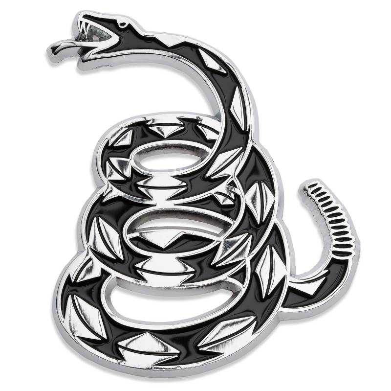Revolution Auto-Abzeichen - Gadsden Flagge Klapperschlange Emblem - 3D Schlange Aufkleber/Aufkleber für Fahrzeuge, Autos, LKWs - Alternative zu Stoßstangen-Aufklebern und Abziehbildern (Chrom/Schwarz) von DDDXF