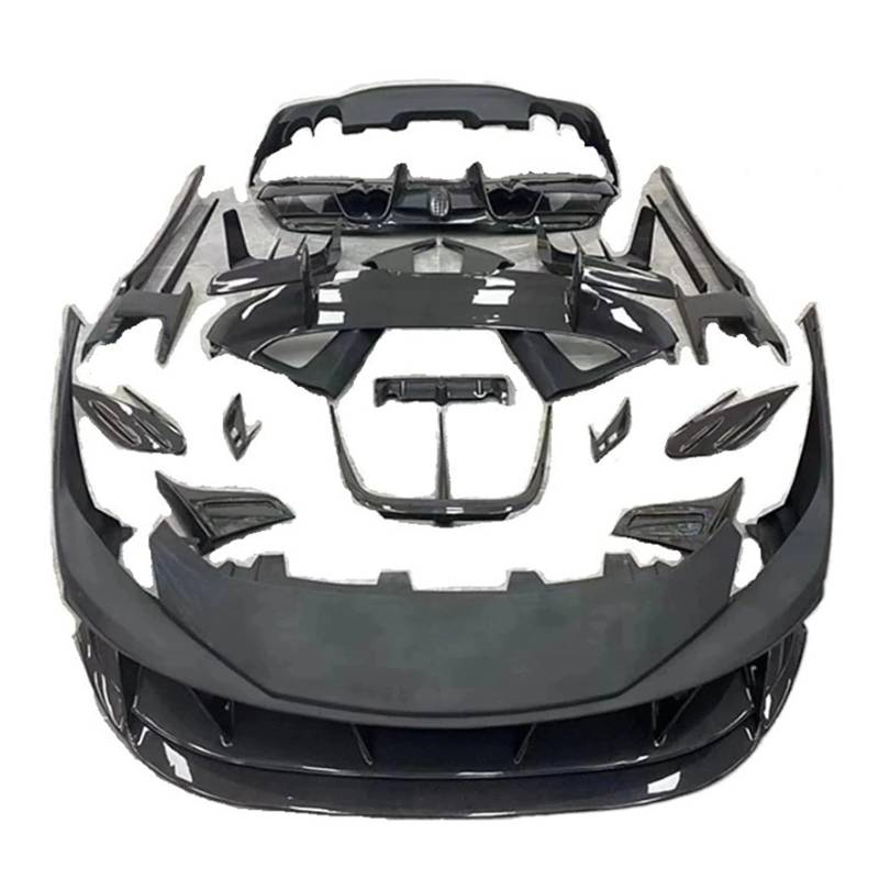 DDGHAE Auto-Bodykit for die vordere und hintere Stoßstange, kompatibel mit der Modifikation Ferrari F8 mit großer Umrandung aus trockener Kohlefaser an der vorderen Schaufellippe(Detailed consultatio) von DDGHAE