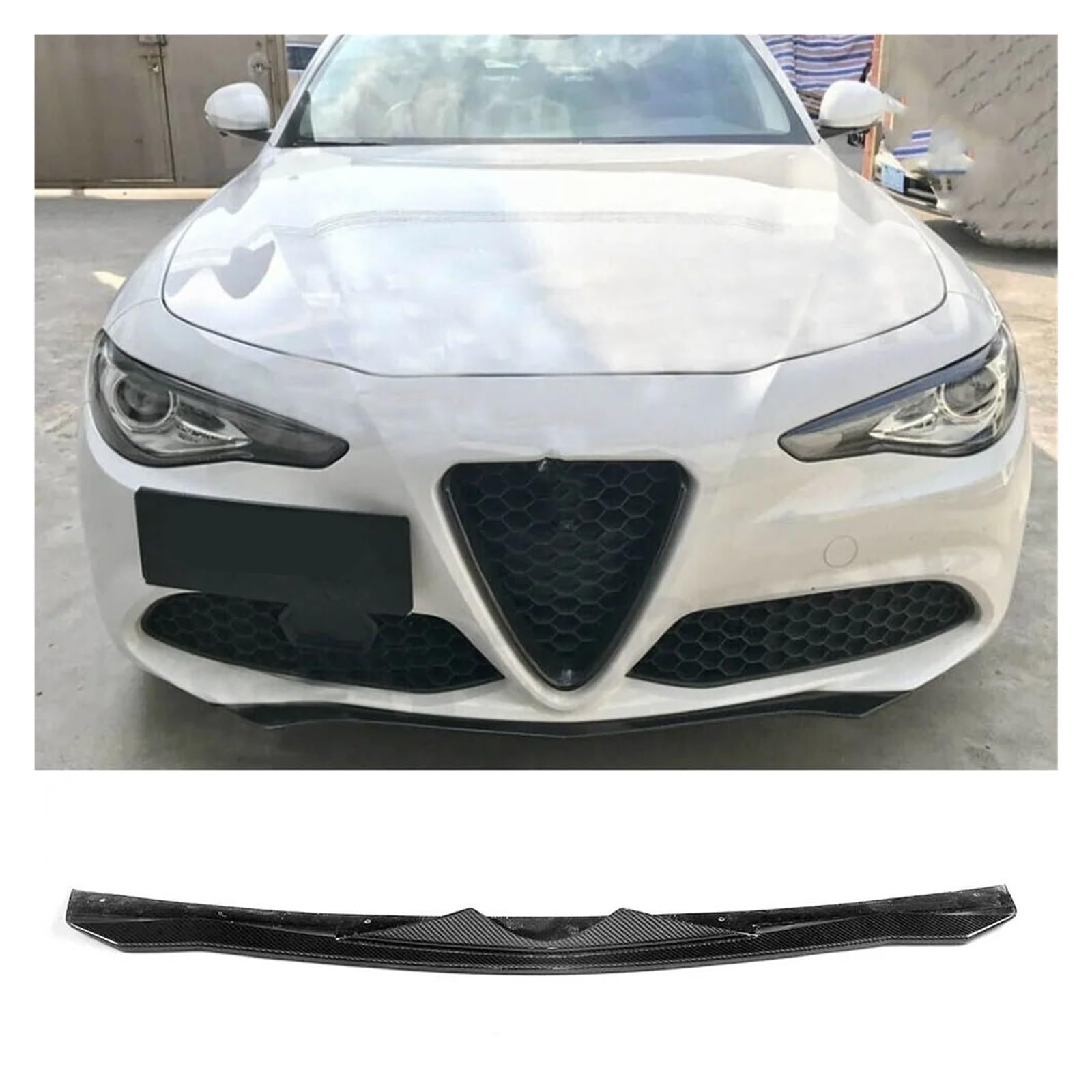 DDGHAE Auto-Frontstoßstange, kompatibel for Alfa Romeo Giulia Base Sedan/Sport 4-Türer 2015 2016 2017 2018 2019 2020, Kohlefaser, Lippen-Kinn-Splitter, Schürze, Cupwings(For Standard Car) von DDGHAE