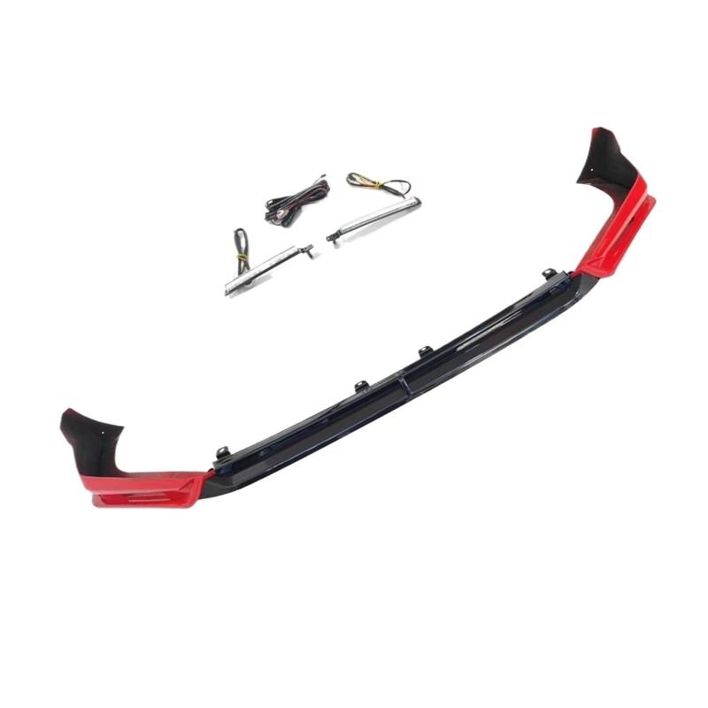 DDGHAE Auto-Frontstoßstange kompatibel for Civic 11. Generation 2021–2022, Spoiler-Verbreiterung, Splitter-Lippe, unterer Schutzstreifen mit Licht(Black-Red) von DDGHAE