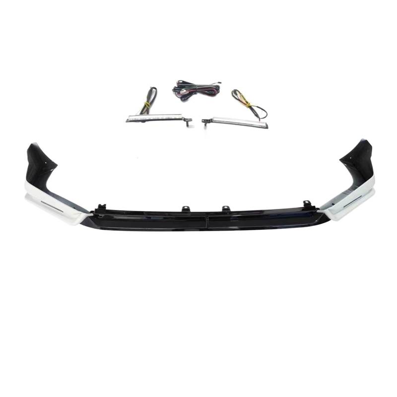 DDGHAE Auto-Frontstoßstange kompatibel for Civic 11. Generation 2021–2022, Spoiler-Verbreiterung, Splitter-Lippe, unterer Schutzstreifen mit Licht(Black-White) von DDGHAE