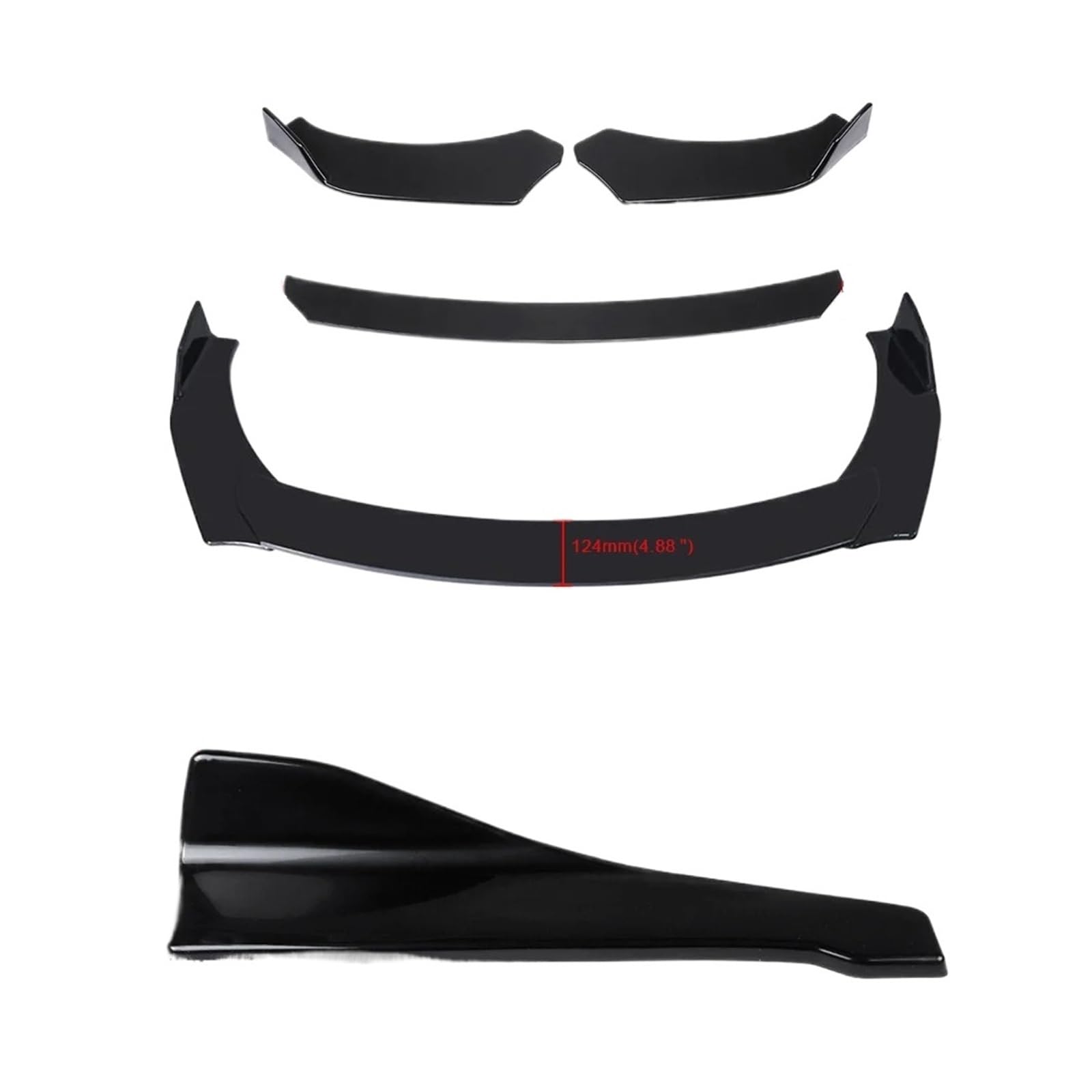 DDGHAE Auto-Frontstoßstange kompatibel for Honda, Hecklippen-Wickelwinkel-Splitter, Seitenschweller, Rocker-Winglet + Lip-Body-Kit, Spoiler-Splitter, universell(Black 48cm side A) von DDGHAE