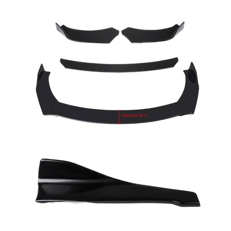 DDGHAE Auto-Frontstoßstange kompatibel for Honda, Hecklippen-Wickelwinkel-Splitter, Seitenschweller, Rocker-Winglet + Lip-Body-Kit, Spoiler-Splitter, universell(Black 48cm side A) von DDGHAE