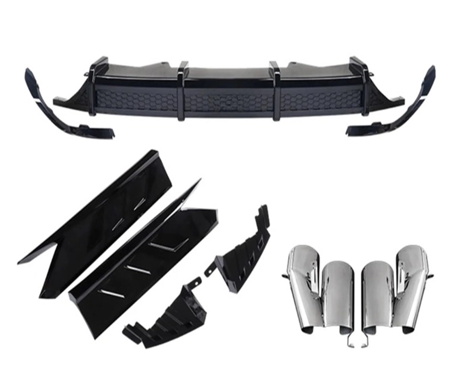 DDGHAE Auto-Heckstoßstange kompatibel for Accord 2018 2019 2020 2021, Diffusorlippe & Schalldämpfer-Auspuffspitzen & Seitenabdeckungs-Verkleidungssplitter(Black) von DDGHAE