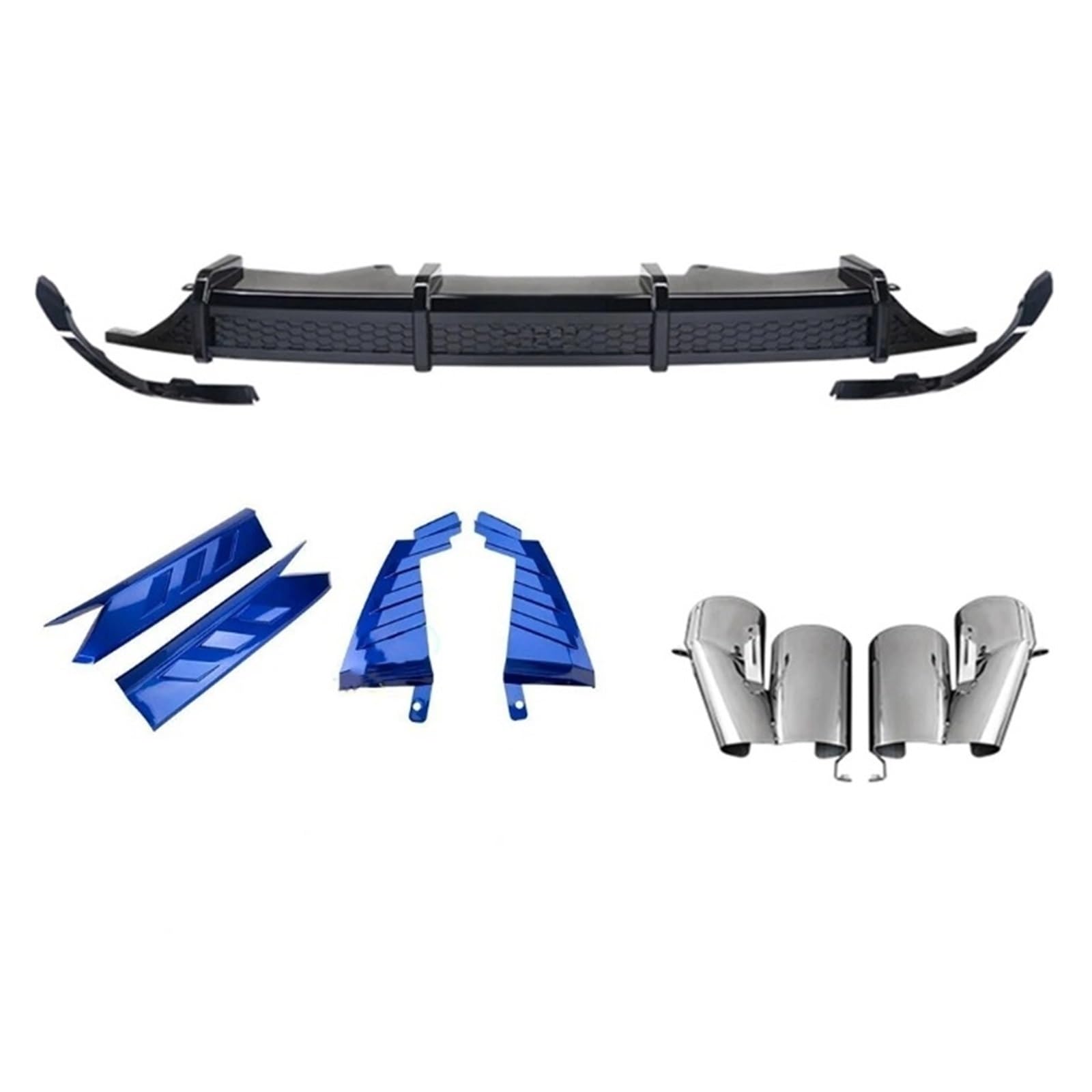DDGHAE Auto-Heckstoßstange kompatibel for Accord 2018 2019 2020 2021, Diffusorlippe & Schalldämpfer-Auspuffspitzen & Seitenabdeckungs-Verkleidungssplitter(Blue) von DDGHAE