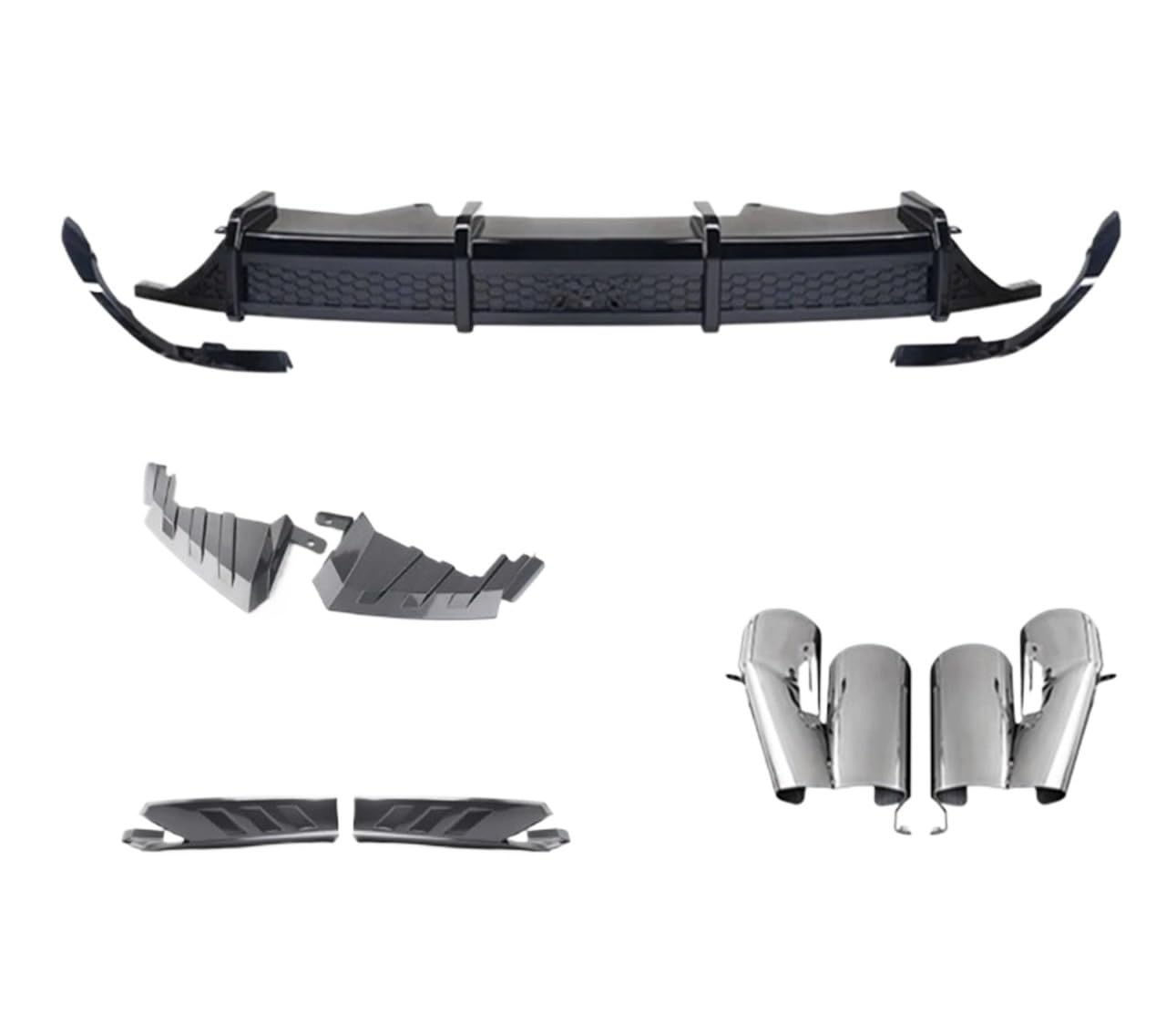 DDGHAE Auto-Heckstoßstange kompatibel for Accord 2018 2019 2020 2021, Diffusorlippe & Schalldämpfer-Auspuffspitzen & Seitenabdeckungs-Verkleidungssplitter(Silver) von DDGHAE
