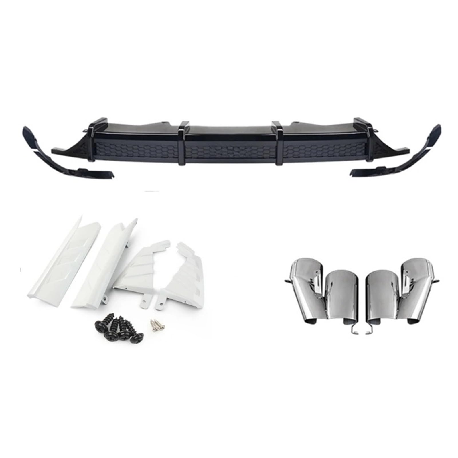 DDGHAE Auto-Heckstoßstange kompatibel for Accord 2018 2019 2020 2021, Diffusorlippe & Schalldämpfer-Auspuffspitzen & Seitenabdeckungs-Verkleidungssplitter(WHITE) von DDGHAE