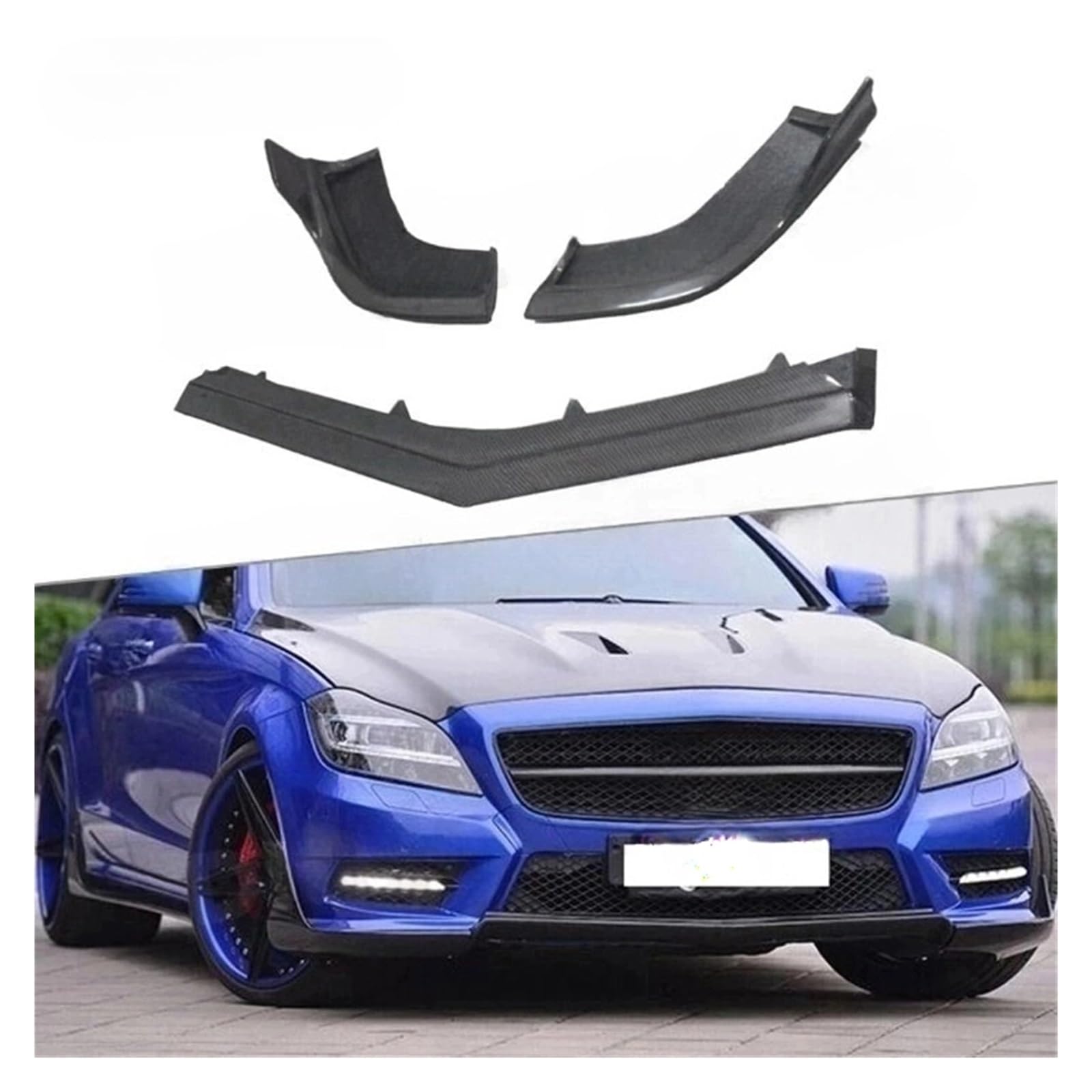 DDGHAE Ersatz for die Frontstoßstange, kompatibel mit Mercedes Benz CLS-Klasse W218 CLS350 320 CLS63 2012 2013, Auto-Styling, 3-teilig, Carbonfaser-Frontspoiler-Splitter(For AMG bumper) von DDGHAE