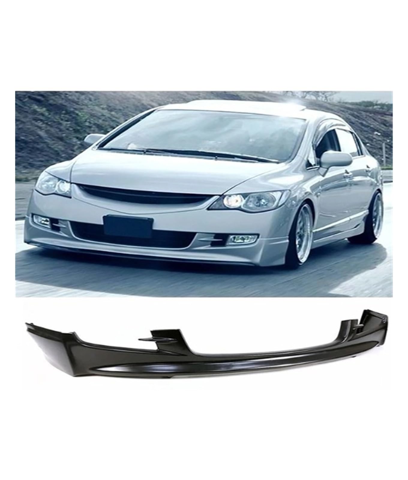 DDGHAE Ersatz for die vordere Stoßstange, kompatibel mit Civic Fd6 (kein Facelift-Modell) 2006 2007 2008 2009, ABS-Kunststoff, mattschwarz – Karosserie-Kit, Spoiler, Frontlippe(Send your colour by Mes von DDGHAE