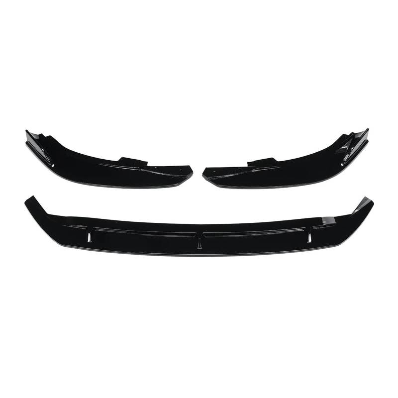 DDGHAE Frontstoßstange Kompatibel for Focus ST 2019 2020 2021 Autozubehör, 3-teiliger Lippenspoiler Seitensplitter Deflektor Body Kit Schutz Mit Stützstange(Glossy Black) von DDGHAE