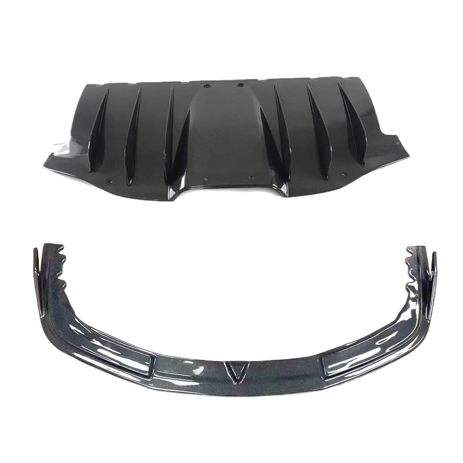 DDGHAE Frontstoßstange kompatibel for Ferrari 458 Italia Spider Base Coupé 2011 2012 2013 2014 2015 2016, Kinnlippensplitterspoiler aus echtem Carbon(Lip and Diffuser) von DDGHAE