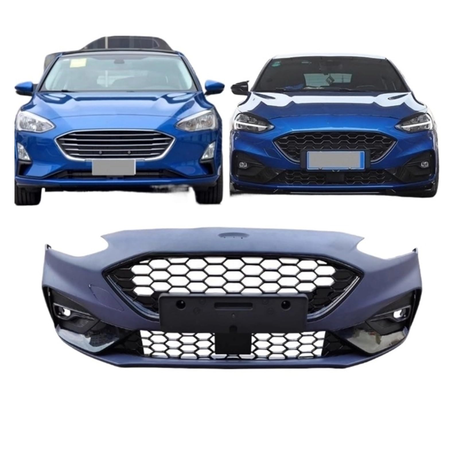DDGHAE Frontstoßstange kompatibel for Focus 2019 2020 2021 Upgrade ST ST-Line Style Body Kit Grillmaske Autozubehör(2) von DDGHAE