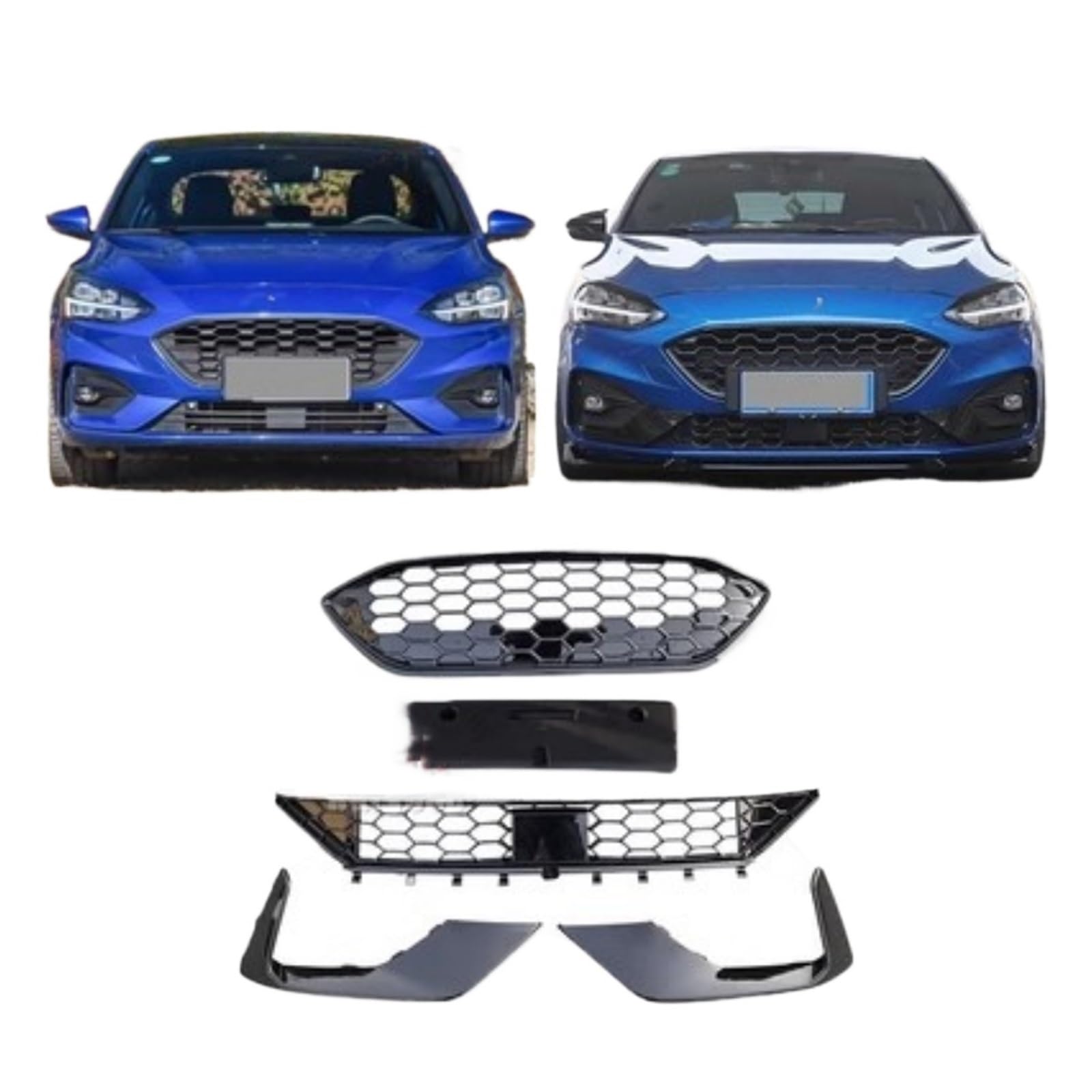 DDGHAE Frontstoßstange kompatibel for Focus 2019 2020 2021 Upgrade ST ST-Line Style Body Kit Grillmaske Autozubehör(3) von DDGHAE