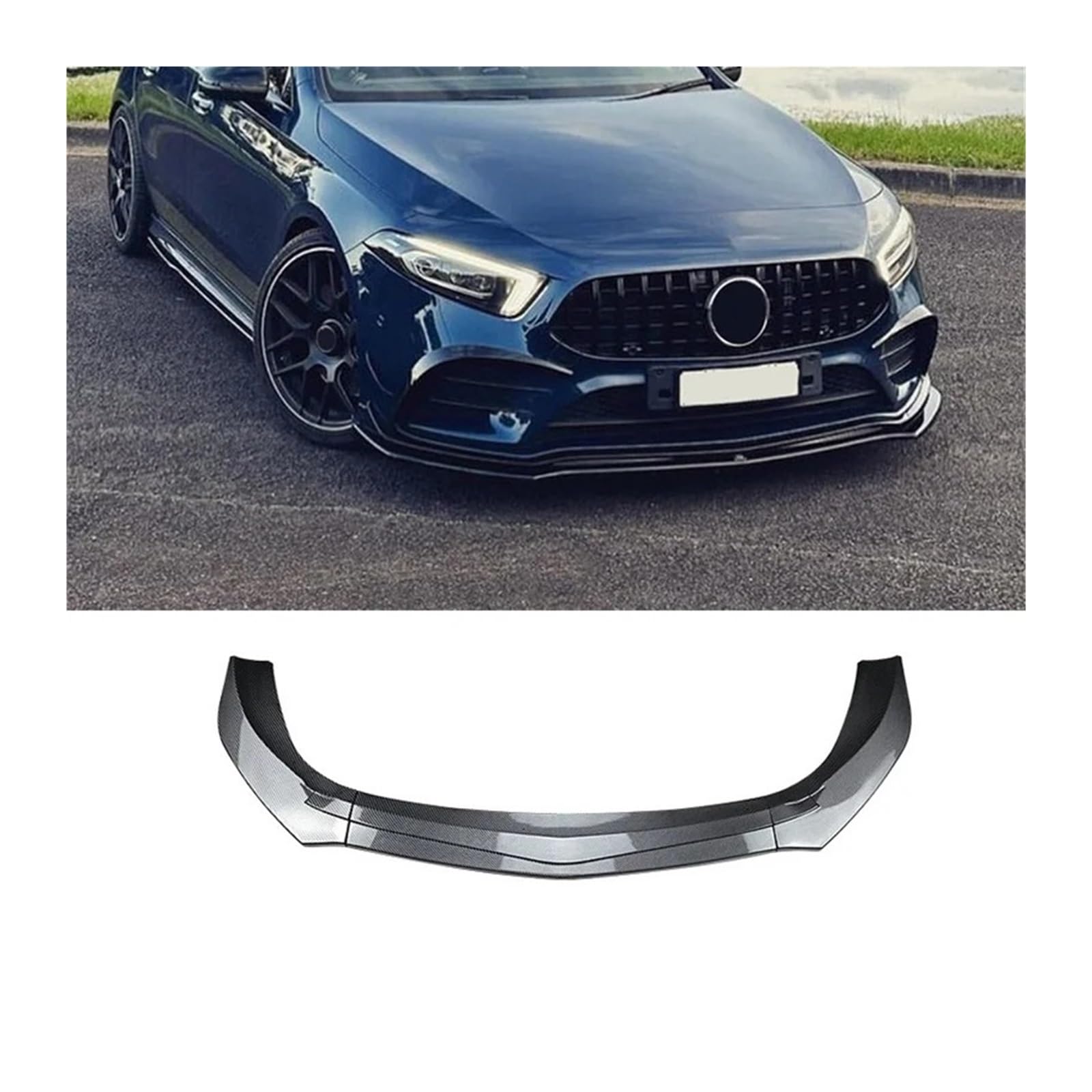 DDGHAE Frontstoßstange kompatibel for Mercedes Benz A-Klasse W177 2019–2022 A180 A200 A35 AMG. Glänzender Lippenseitensplitter-Diffusor-Lippenkörper-Kit-Spoiler(Carbon look) von DDGHAE