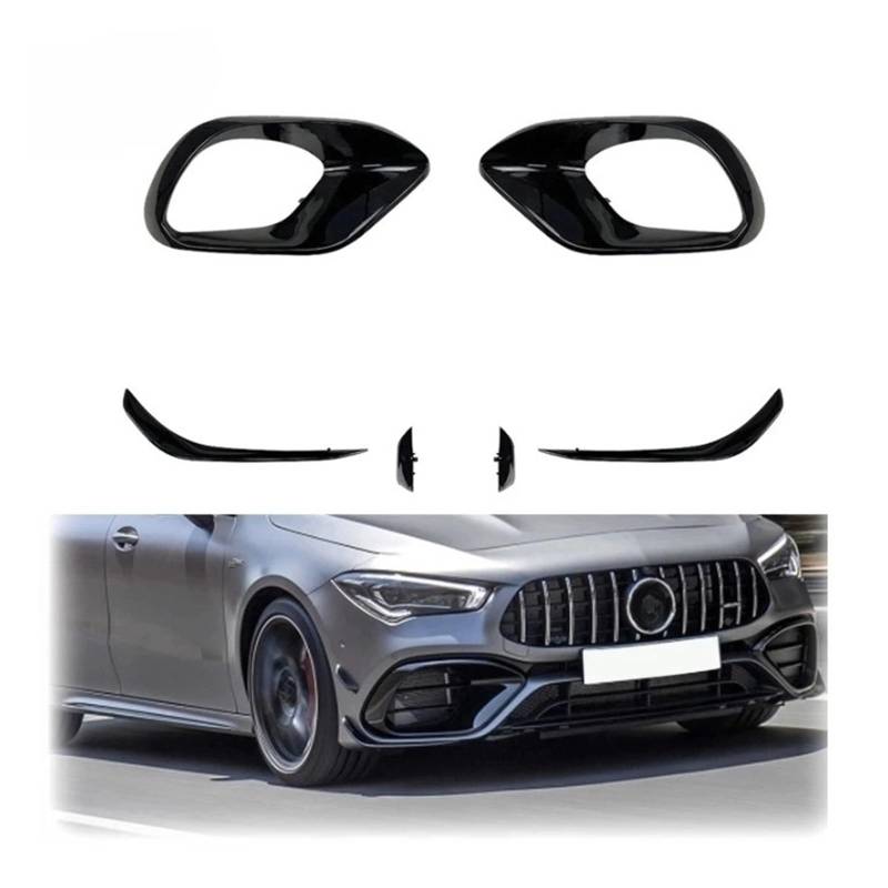 DDGHAE Frontstoßstange kompatibel for Mercedes Benz CLA W118 C118 Cla45 AMG Seitenhaube Nebelscheinwerfer Lichtabdeckung Spoiler Lüftungsrahmenverkleidung, 2020 bis(Font Lip Carbon Look) von DDGHAE