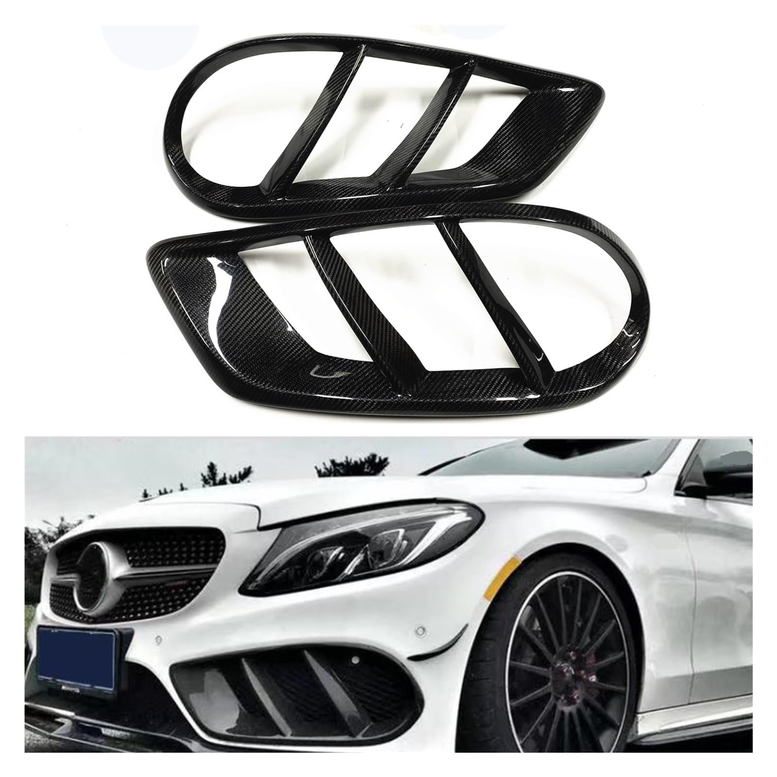 DDGHAE Frontstoßstange kompatibel for Mercedes Benz W205 C-Klasse C200 C300 C43 2015 2016 2017 2018 Sport 4-Türer Lüftungsgitter Zierleiste Nebelscheinwerfer Ansauglampenrahmen von DDGHAE