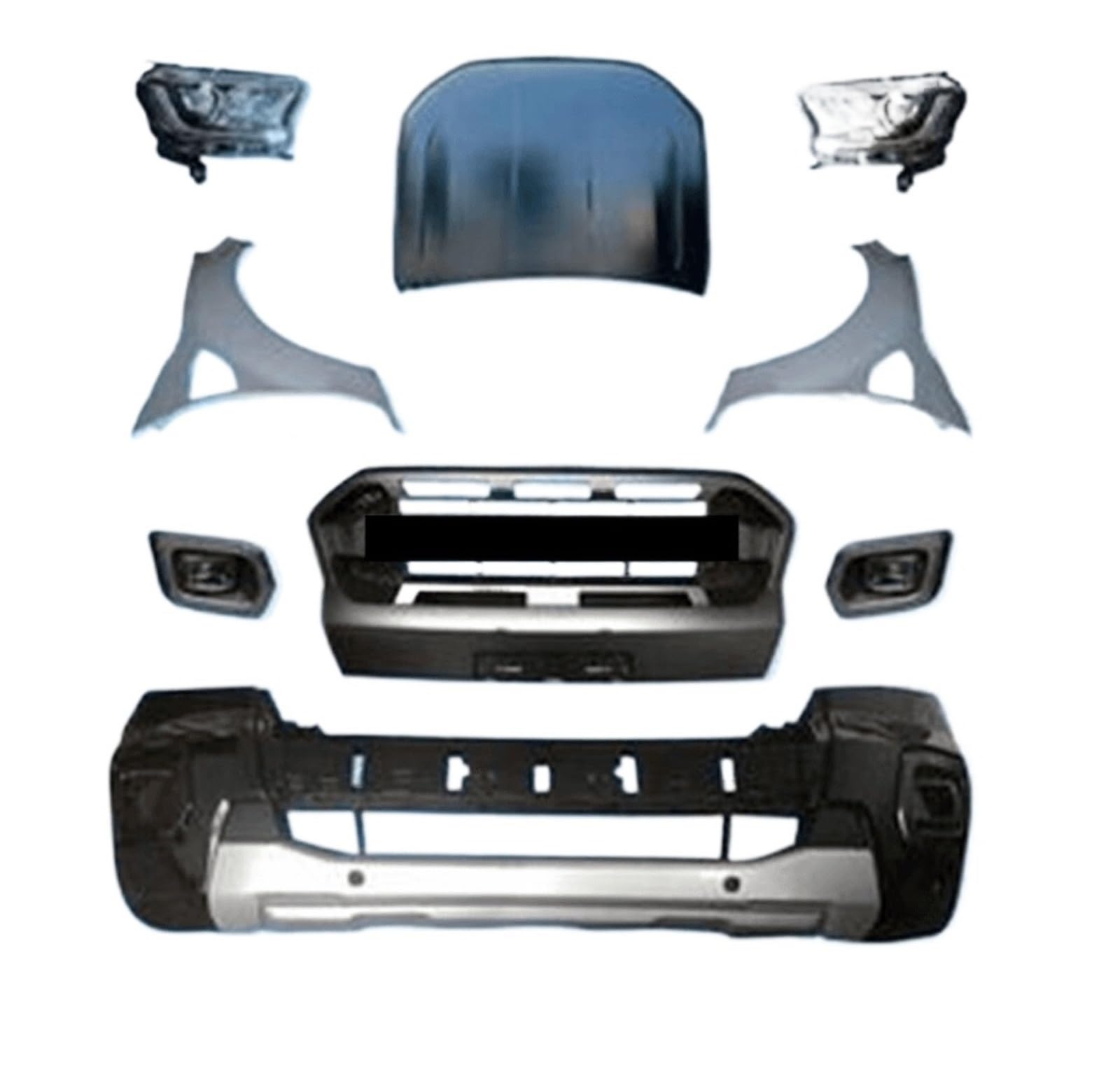 DDGHAE Frontstoßstange kompatibel mit Ranger T6 Raptor Bodykits Grill Scheinwerferhaube, Montage(2) von DDGHAE