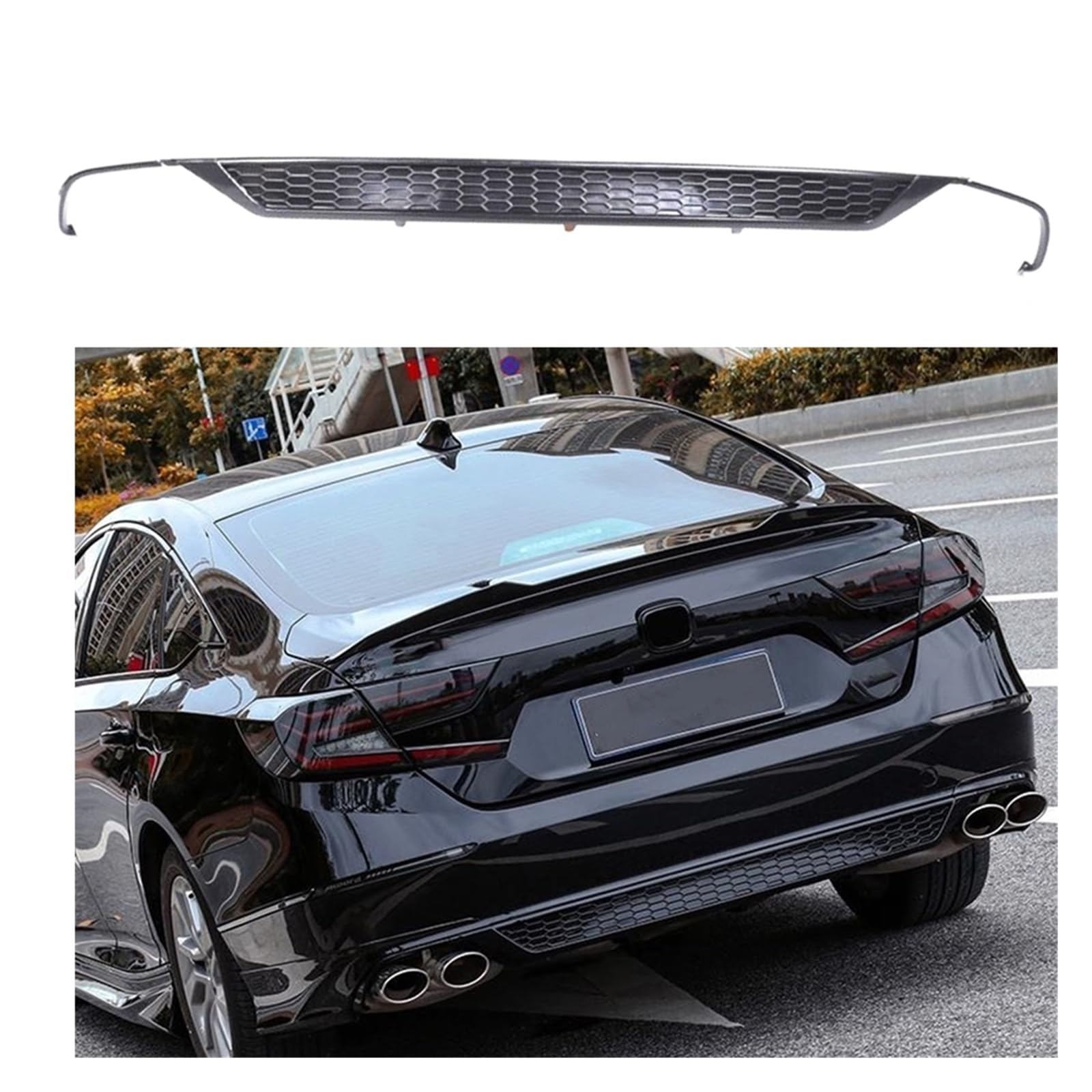 DDGHAE Heckstoßstange Kompatibel for Accord 2018 2019 2020 2021 2022 Sport Glänzend Schwarz Auto Auspuff Halterung Boot Splitter Spoiler Platte Kit, Diffusor Lip von DDGHAE