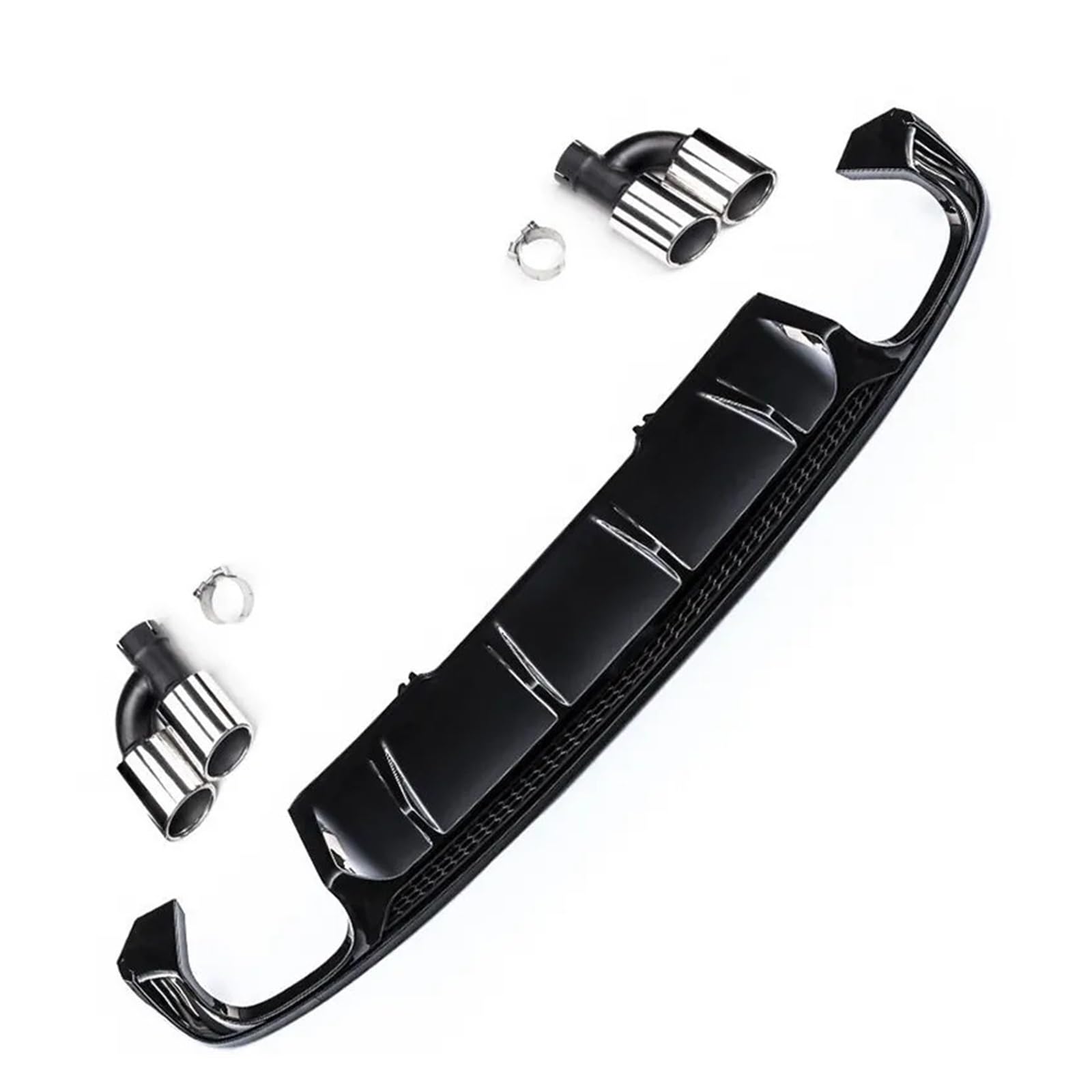 DDGHAE Heckstoßstange Kompatibel for Audi A4 B9 Standard 2017 2018 2019 Diffusorlippe Spoiler Auspuffspitzen ABS Schwarz Hochglanz Autozubehör(A4 BLACK EXHAUT) von DDGHAE